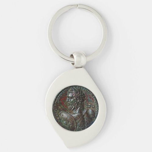 ANTIQUE ROMAN BRONZE MEDALLION SEPTIMUS SEVERUS KEYCHAIN