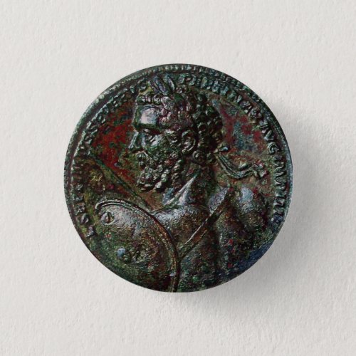 ANTIQUE ROMAN BRONZE MEDALLION SEPTIMUS SEVERUS PINBACK BUTTON