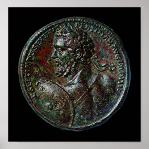 ANTIQUE ROMAN BRONZE MEDALLION SEPTIMUS SEVERUS POSTER