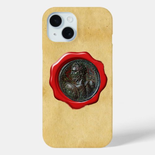 ANTIQUE ROMAN BRONZE MEDALLION WAX SEAL PARCHMENT iPhone 15 CASE