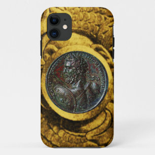 ANTIQUE ROMAN BRONZE MEDALLION WITH GOLD GRIFFINS iPhone 11 CASE