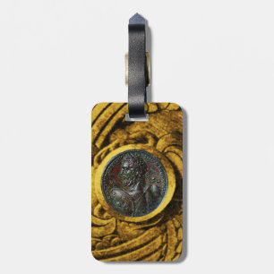 ANTIQUE ROMAN BRONZE MEDALLION WITH GOLD GRIFFINS LUGGAGE TAG