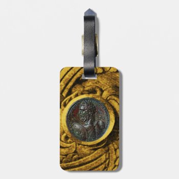 Antique Roman Bronze Medallion With Gold Griffins Luggage Tag by AiLartworks at Zazzle