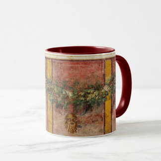 ANTIQUE ROMAN FRESCO,SATYR MASK,GARLAND,FRUITS  MUG