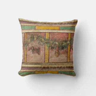 ANTIQUE ROMAN FRESCO,SATYR MASK,GARLAND,FRUITS  THROW PILLOW