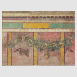 ANTIQUE ROMAN FRESCO,SATYR MASK,GARLAND,FRUITS  TISSUE PAPER