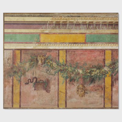 ANTIQUE ROMAN FRESCO,SATYR MASK,GARLAND,FRUITS  WRAPPING PAPER