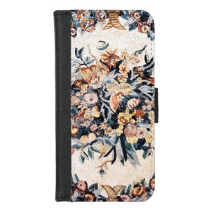 Antique Roman Italian Elegant Floral Mosaic Brown iPhone 8/7 Wallet Case