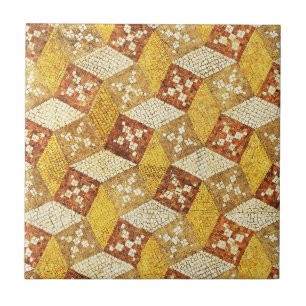 Antique Roman Mosaic Brown Yellow Ceramic Tile