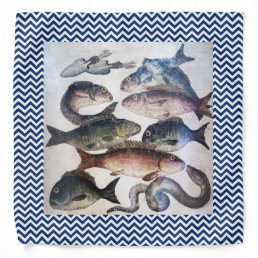 ANTIQUE ROMAN MOSAICS,FISHES,OCEAN SEA LIFE SCENE BANDANA