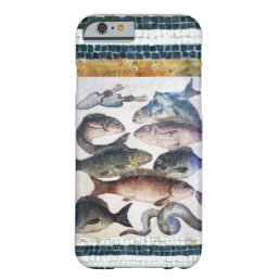 ANTIQUE ROMAN MOSAICS, FISHES,OCEAN SEA LIFE SCENE BARELY THERE iPhone 6 CASE