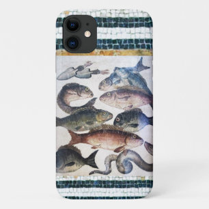 ANTIQUE ROMAN MOSAICS, FISHES,OCEAN SEA LIFE SCENE iPhone 11 CASE