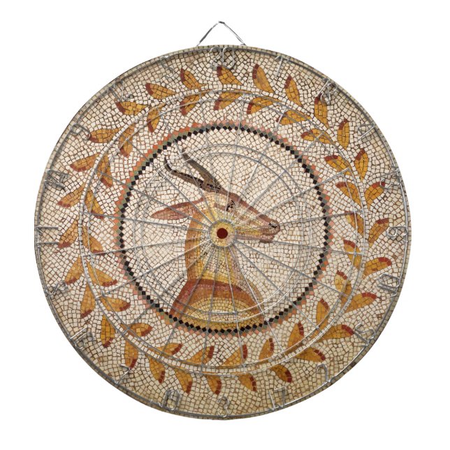 ANTIQUE ROMAN MOSAICS / GAZZELLE DARTBOARD WITH DARTS (Front)