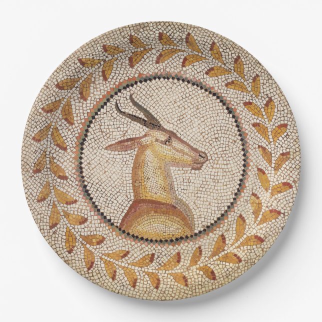 ANTIQUE ROMAN MOSAICS / GAZZELLE  PAPER PLATES (Front)