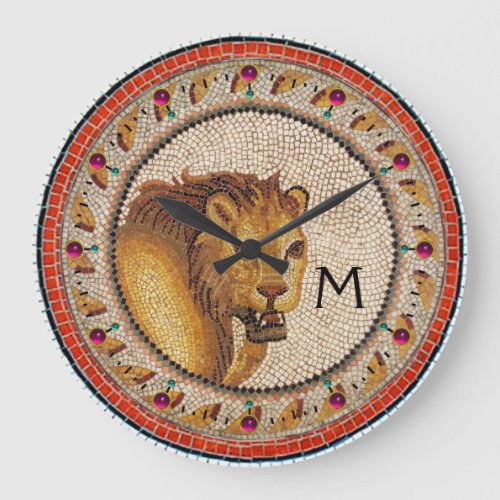 ANTIQUE ROMAN MOSAICS  LION MONOGRAM LARGE CLOCK