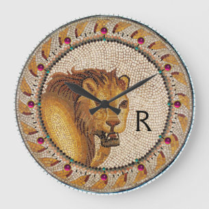 ANTIQUE ROMAN MOSAICS / LION MONOGRAM LARGE CLOCK
