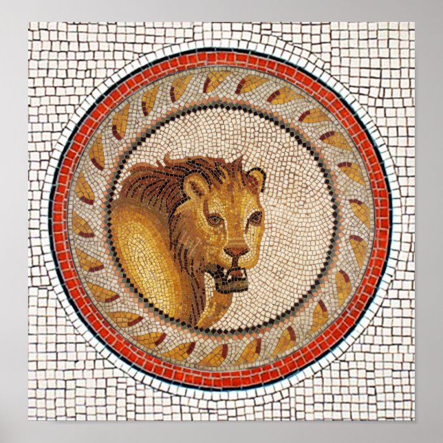ANTIQUE ROMAN MOSAICS / LION POSTER (Front)
