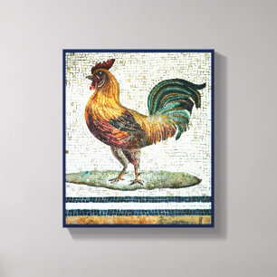 ANTIQUE ROMAN MOSAICS / ROOSTER CANVAS PRINT