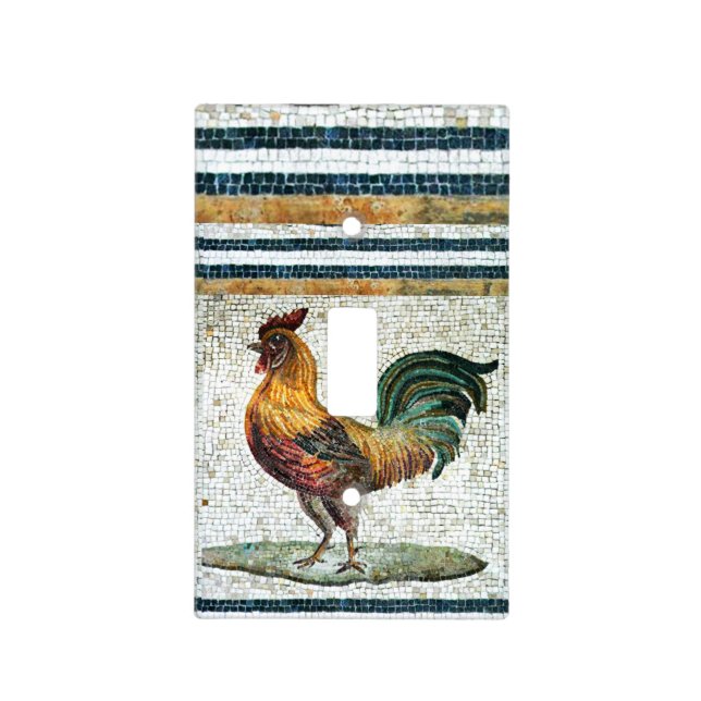 ANTIQUE ROMAN MOSAICS / ROOSTER LIGHT SWITCH COVER (Front)