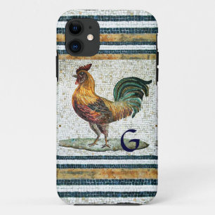 ANTIQUE ROMAN MOSAICS / ROOSTER MONOGRAM iPhone 11 CASE