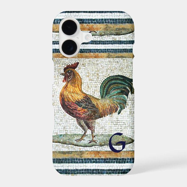 ANTIQUE ROMAN MOSAICS / ROOSTER MONOGRAM Case-Mate iPhone CASE (Back)
