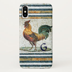 ANTIQUE ROMAN MOSAICS / ROOSTER MONOGRAM iPhone X CASE