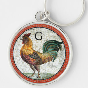 ANTIQUE ROMAN MOSAICS / ROOSTER MONOGRAM KEYCHAIN