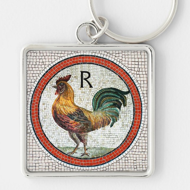 ANTIQUE ROMAN MOSAICS / ROOSTER MONOGRAM KEYCHAIN (Front)