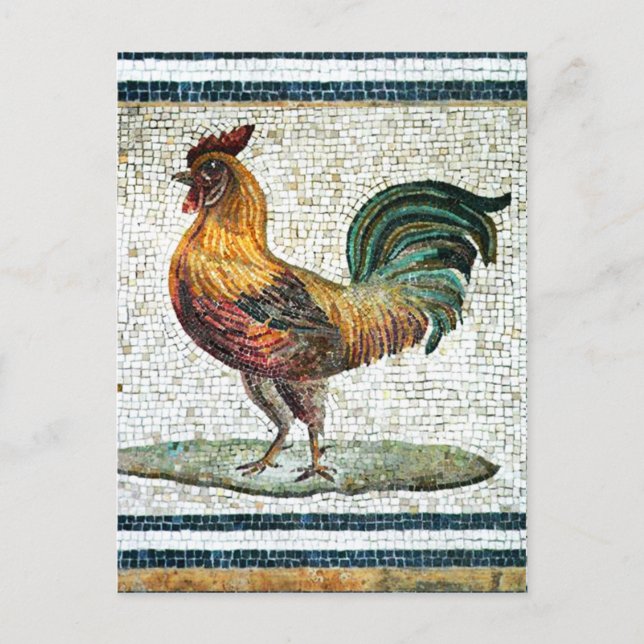 ANTIQUE ROMAN MOSAICS / ROOSTER POSTCARD (Front)