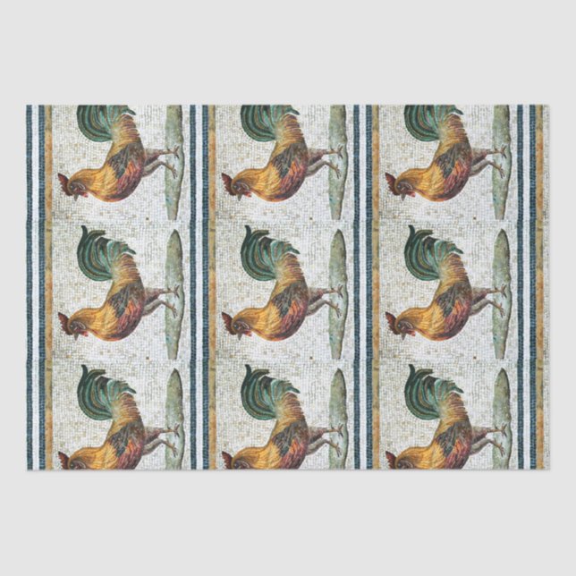 ANTIQUE ROMAN MOSAICS / ROOSTER TISSUE PAPER (Front)