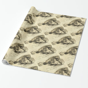 ANTIQUE ROMAN MOSAICS / ROOSTERS WRAPPING PAPER