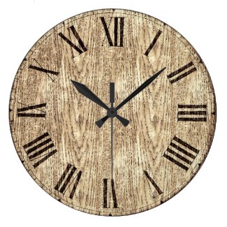 Antique Roman Numeral Wall Clock OnWood Background