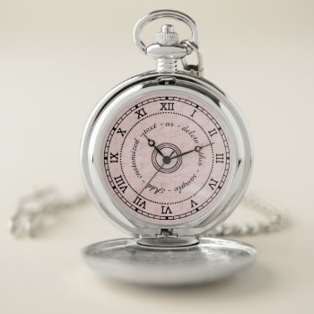 Antique Roman Numerals Light Pink Marble Custom Pocket Watch by FancyCelebration at Zazzle