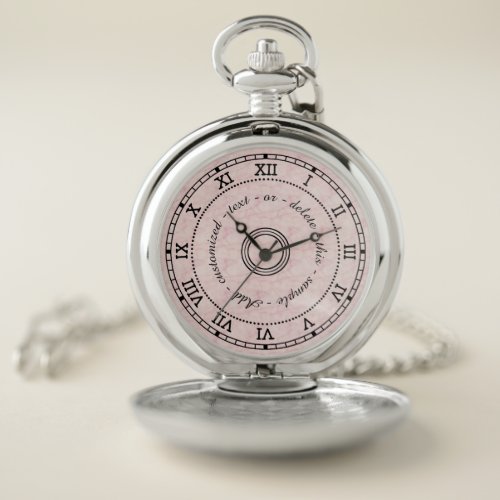 Antique Roman Numerals Light Pink Marble Custom Pocket Watch