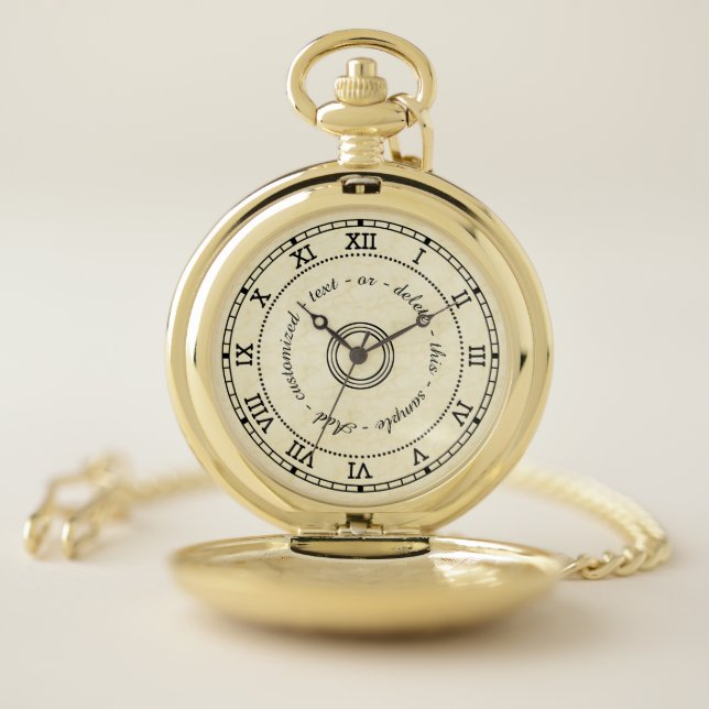 Antique Roman Numerals Marble Effect Custom Pocket Watch (Inside)