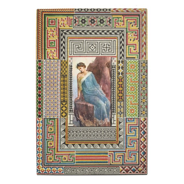 ANTIQUE ROMAN WOMAN FIGURE WITH POMPEII MOSAICS METAL PRINT (Front)