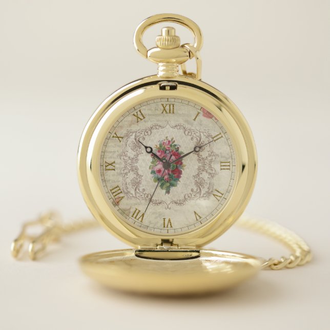 Antique Romantic Roses and Filigree Pocket Watch (Inside)