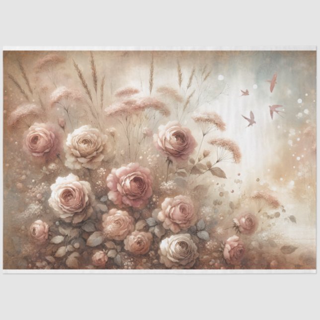 Antique Rose 18lb Decoupage Tissue Paper (Front)