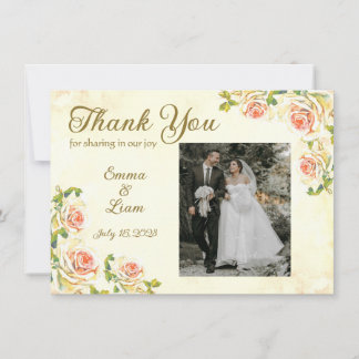 Antique Rose 6.25 x 4.5 Flat Thank You Card