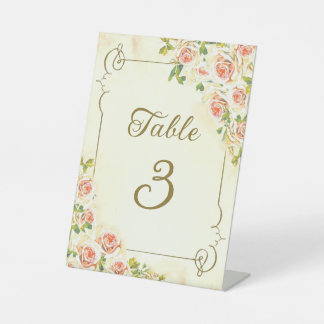 Antique Rose 6x8 Table Number Pedestal Sign
