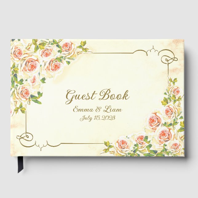 Antique Rose 9 x 6 Guest Book (Front)