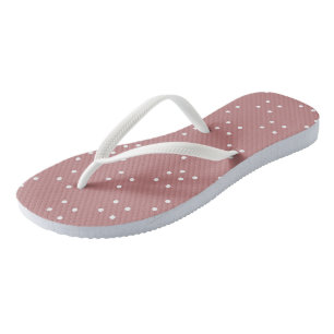 Antique Rose and white Dots 3 Towel Flip Flops