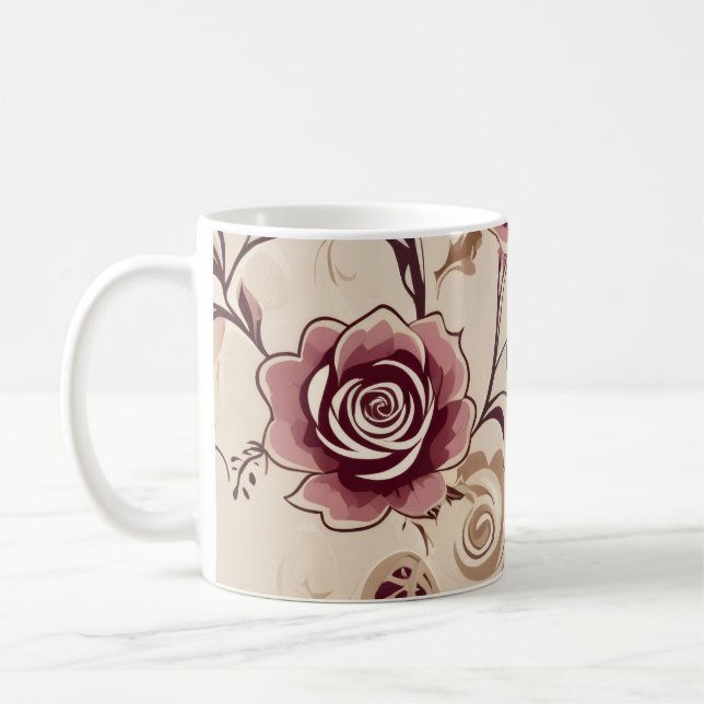 Antique Rose Botanical Coffee Mug (Left)