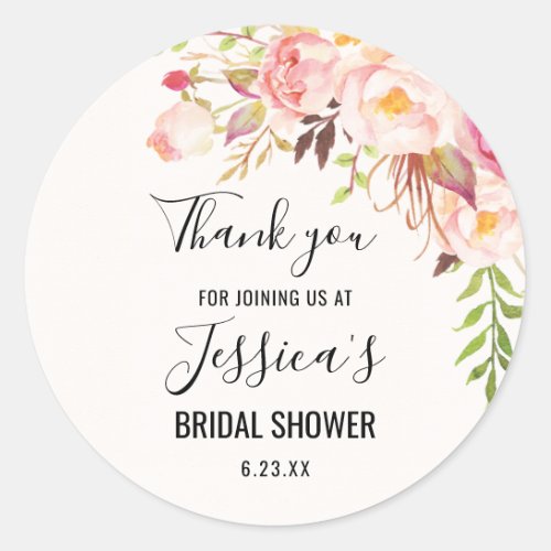Antique Rose Bridal Shower Favor Classic Round Sticker