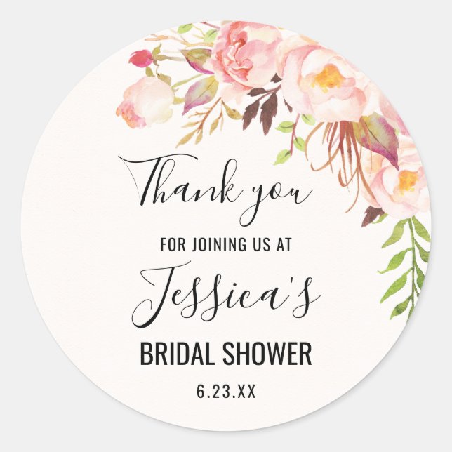 Antique Rose Bridal Shower Favor Classic Round Sticker (Front)