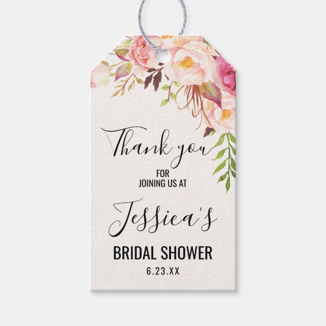 Antique Rose Bridal Shower Favor Tags (Front)