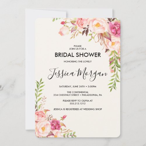 Antique Rose Bridal Shower Invitation