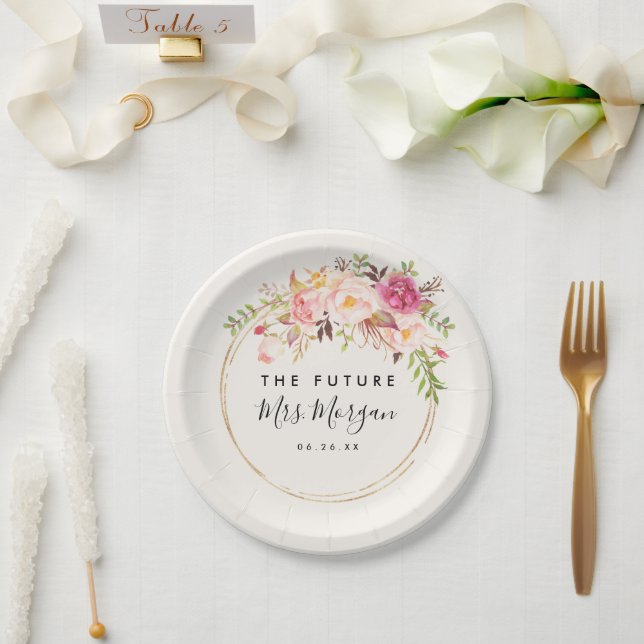 Antique Rose Bridal Shower Paper Plates (Wedding)