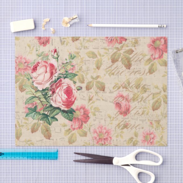 Antique Rose Decoupage & Tissue Paper Pink & Cream (Craft)
