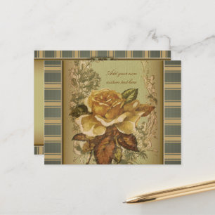 Antique Rose (green) Personalized Postcard